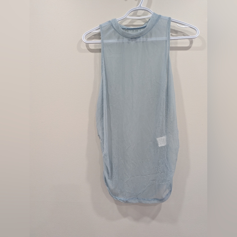 NWOT Mesh Net Sleeveless Plus Size Top With Ruched Sides